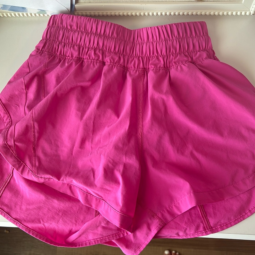 Perfect Condition Sonic Pink lululemon Track that HR shorts size 4 3” inseam